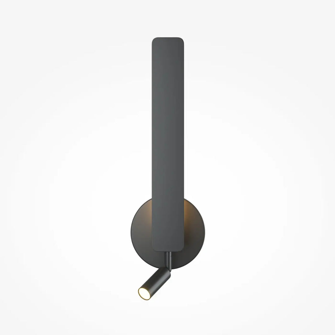 Applique liseuse combo moderne en métal noir mat avec barre verticale élégante et spot orientable ports usb intégrés