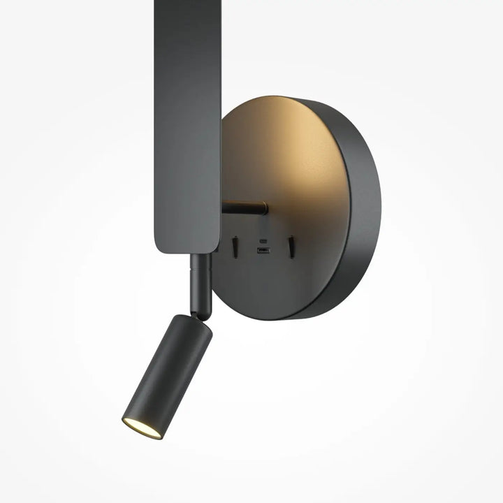 Applique liseuse combo noire et or murale avec spotlight minimaliste et ports usb intégrés pour lecture pratique