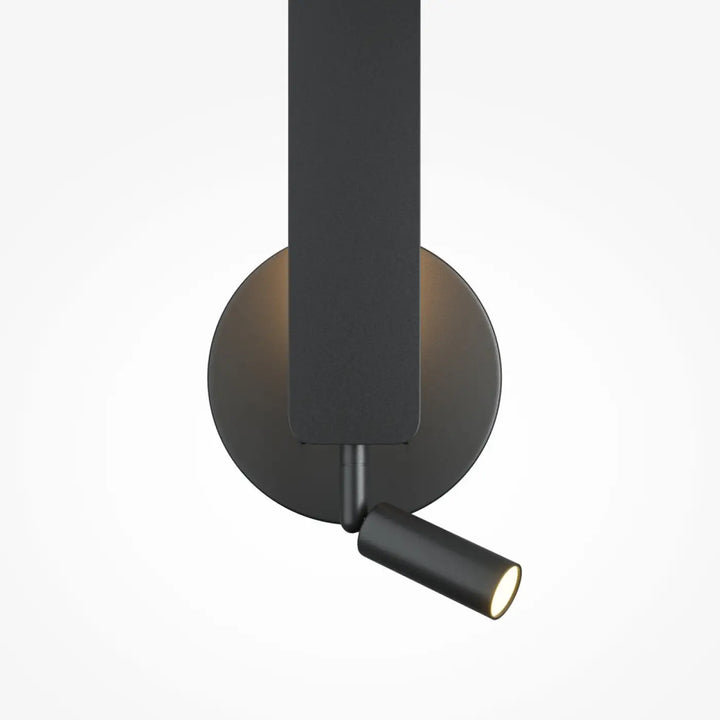 Applique liseuse combo noire mate avec base circulaire et tête cylindrique réglable pour éclairage mural