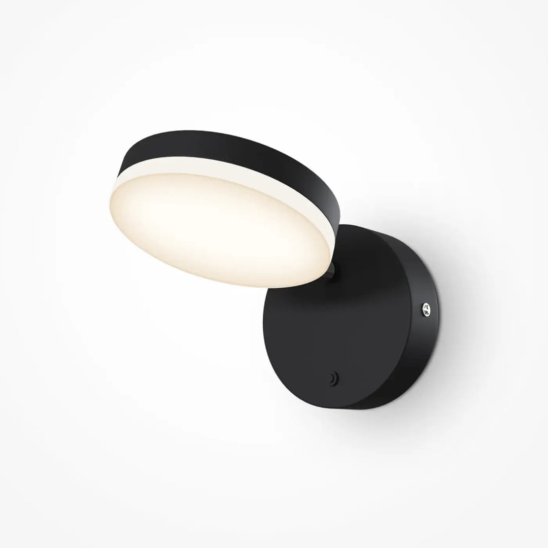 Applique murale noir en métal avec tête ronde orientable et face éclairée led blanche douce moderne pour lecture