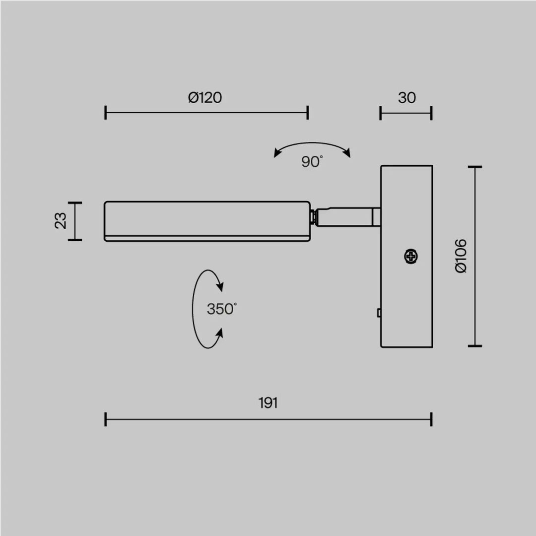 Applique murale led métal noir avec tête ronde orientable offrant un éclairage précis et flexible