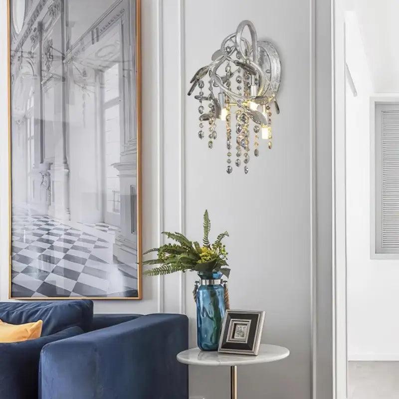 Applique Murale Bronze Et Cristal Style Baroque Argenté