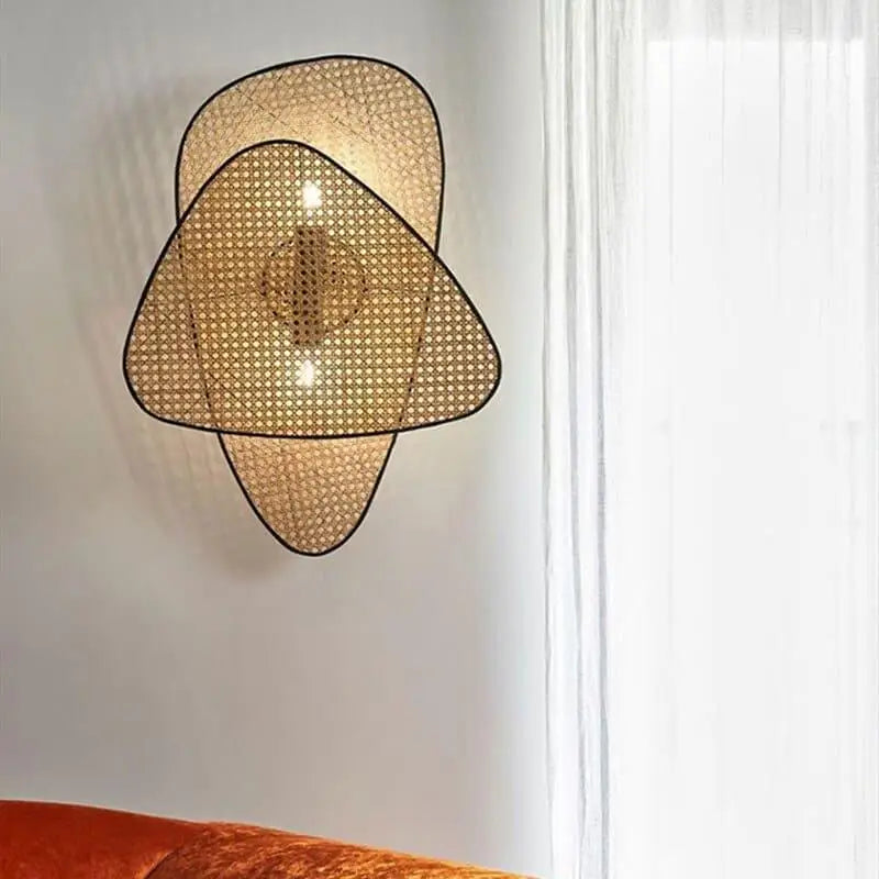 Applique Mural En Rotin Marron En Aluminium Et Rotin