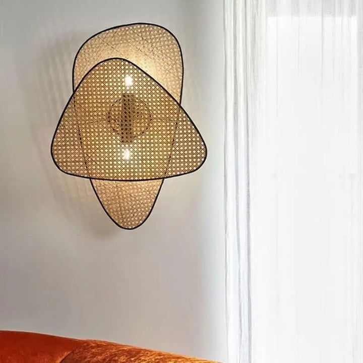 Applique Mural En Rotin Marron En Aluminium Et Rotin