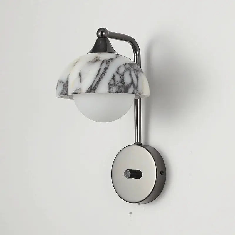 Applique Murale Avec Abat-Jour En Marbre Et Globe Opalin

