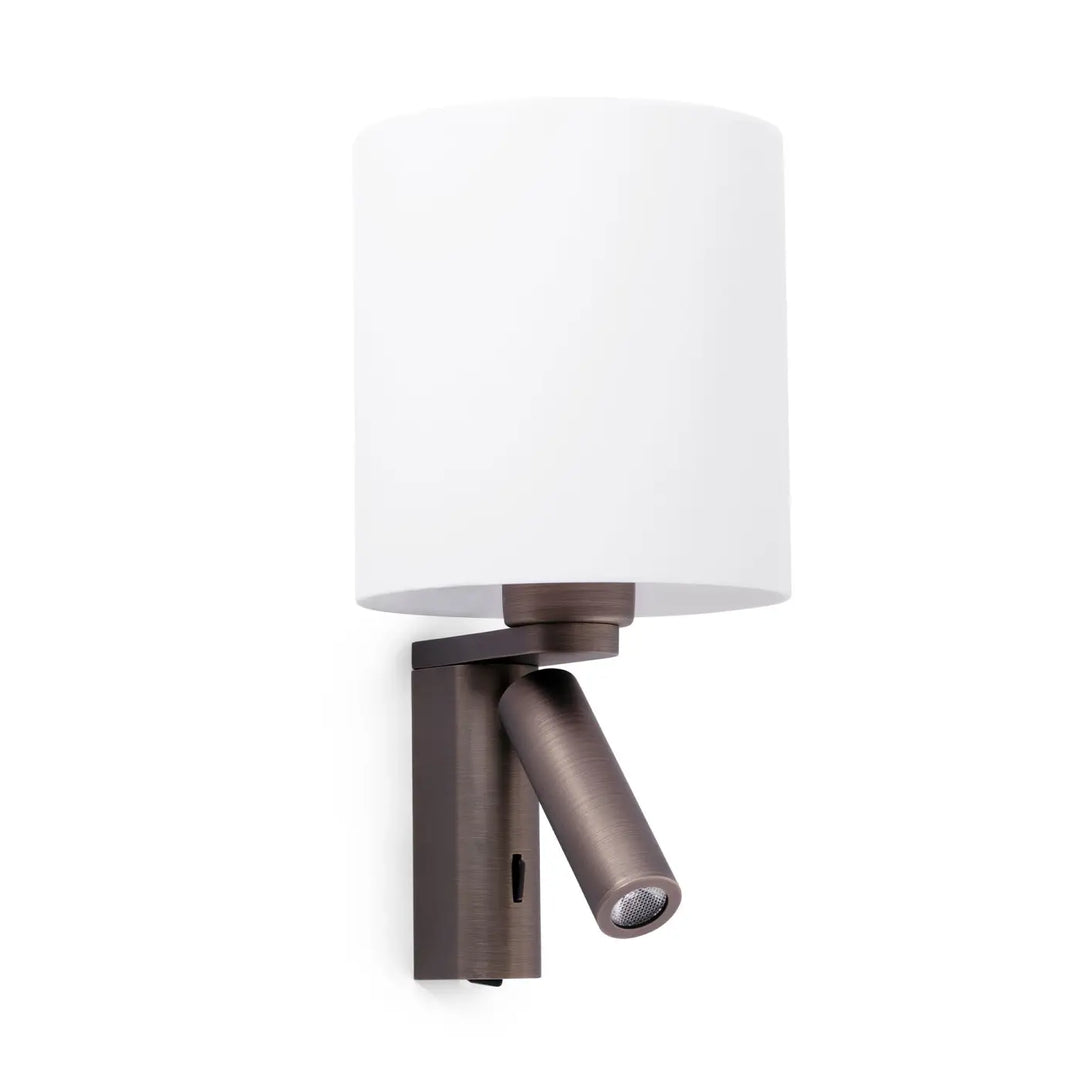 Applique murale Rob Shade bronze avec liseuse de Faro Barcelona