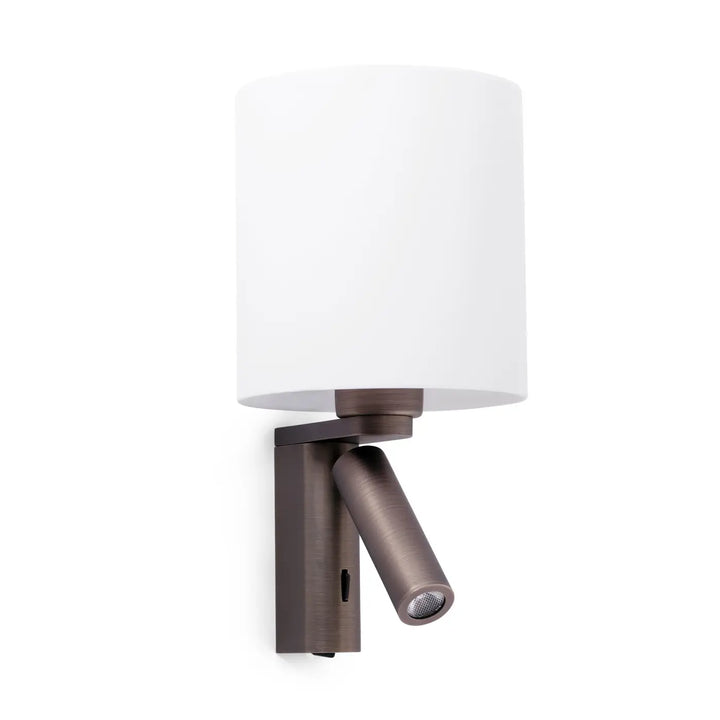 Applique murale Rob Shade bronze avec liseuse de Faro Barcelona