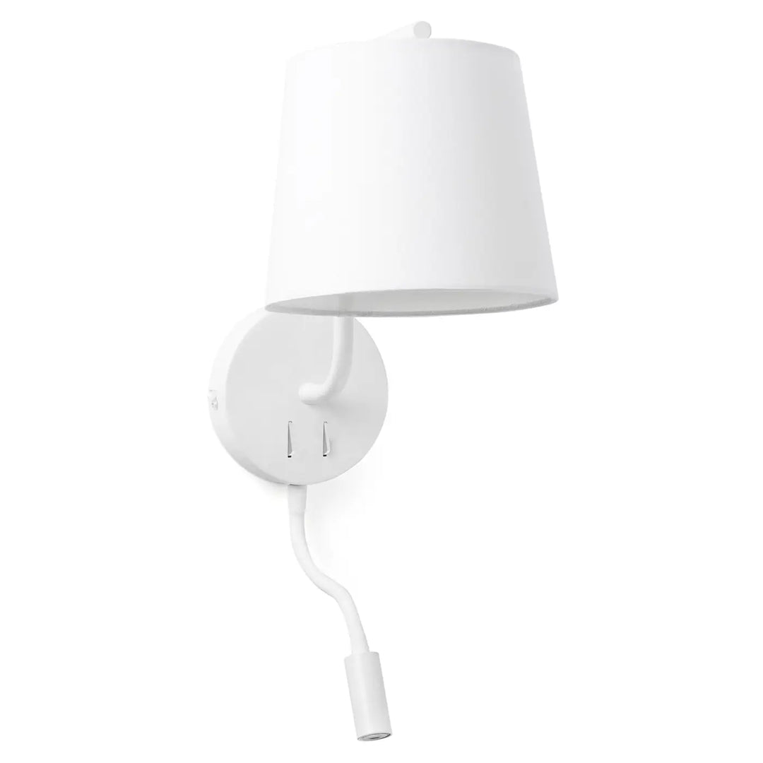 Applique murale Berni blanche avec liseuse LED de Faro Barcelona