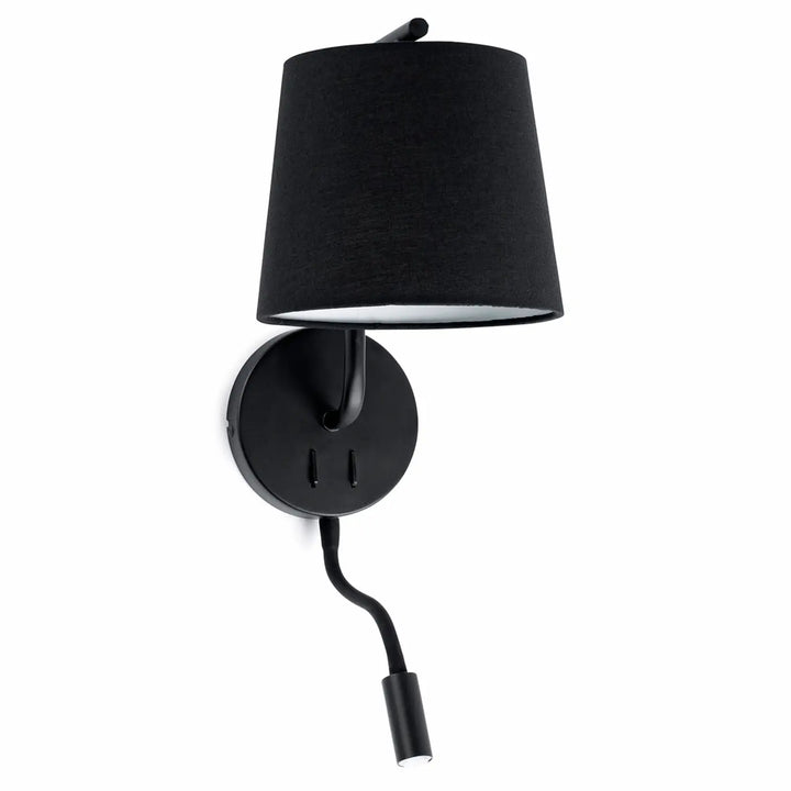 Applique murale Berni noire avec liseuse LED de Faro Barcelona