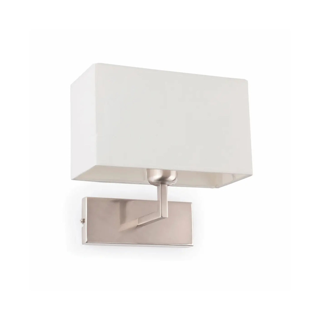 Applique murale Roda nickel satiné et tissu blanc de Faro Barcelona