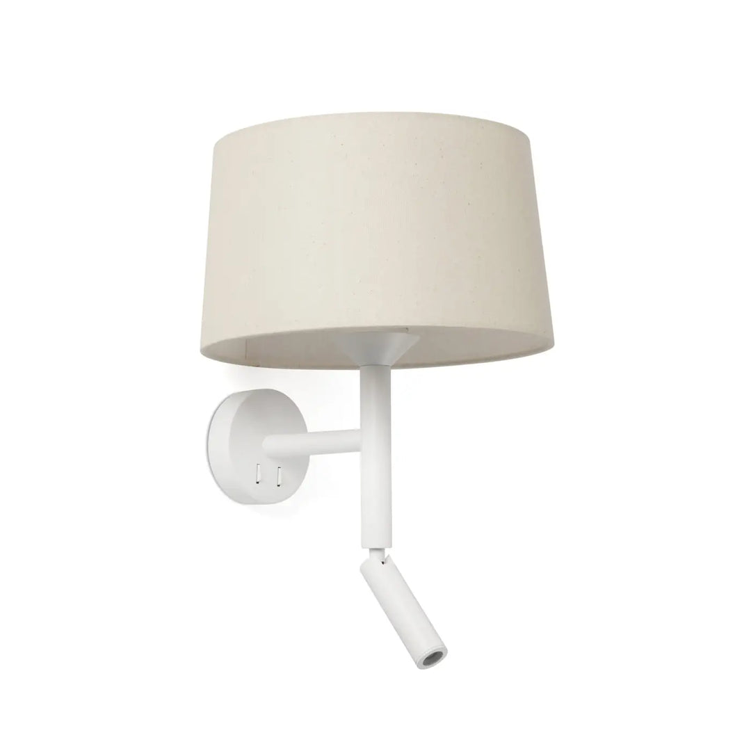 Applique Windsor avec liseuse blanche abat-jour lin de Faro Barcelona