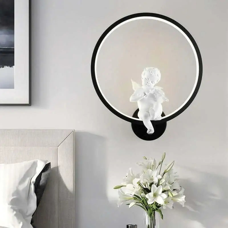 Applique Murale Ange Élégante avec Cercle Lumineux