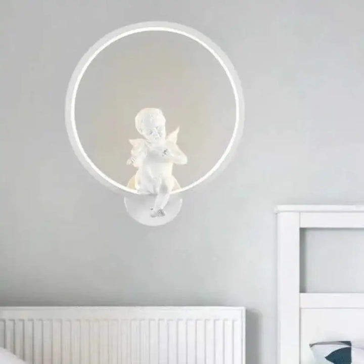 Applique Murale Ange Élégante avec Cercle Lumineux