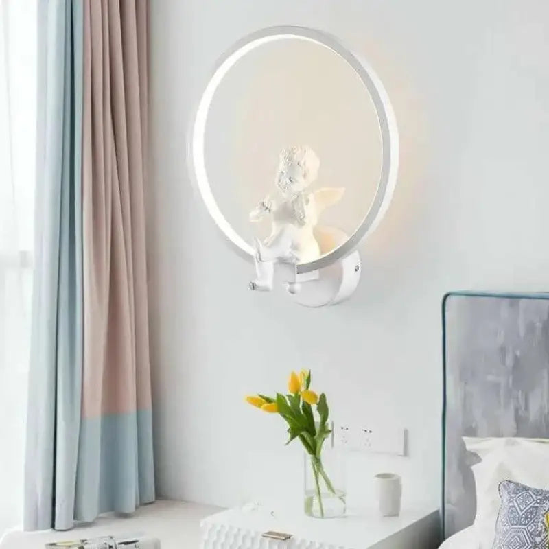 Applique Murale Ange Élégante avec Cercle Lumineux