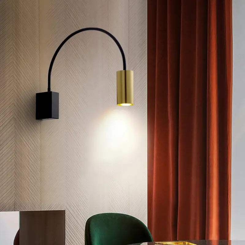 Applique Murale Arc En Métal Noir Et Tête Cylindrique