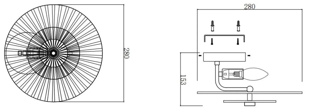 Applique murale aster avec lumière chaude et rayons métalliques, design moderne minimaliste pour plafond circulaire