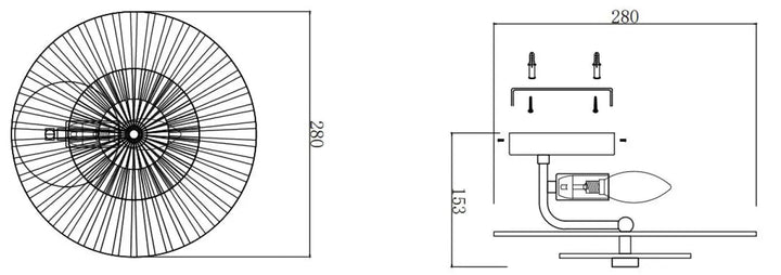 Applique murale aster avec lumière chaude et rayons métalliques, design moderne minimaliste pour plafond circulaire