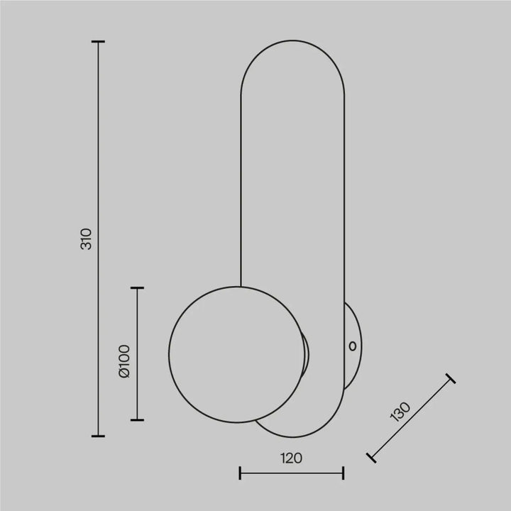 Applique murale bao en métal courbé avec verre blanc mat et lumière circulaire minimaliste moderne blanc mat