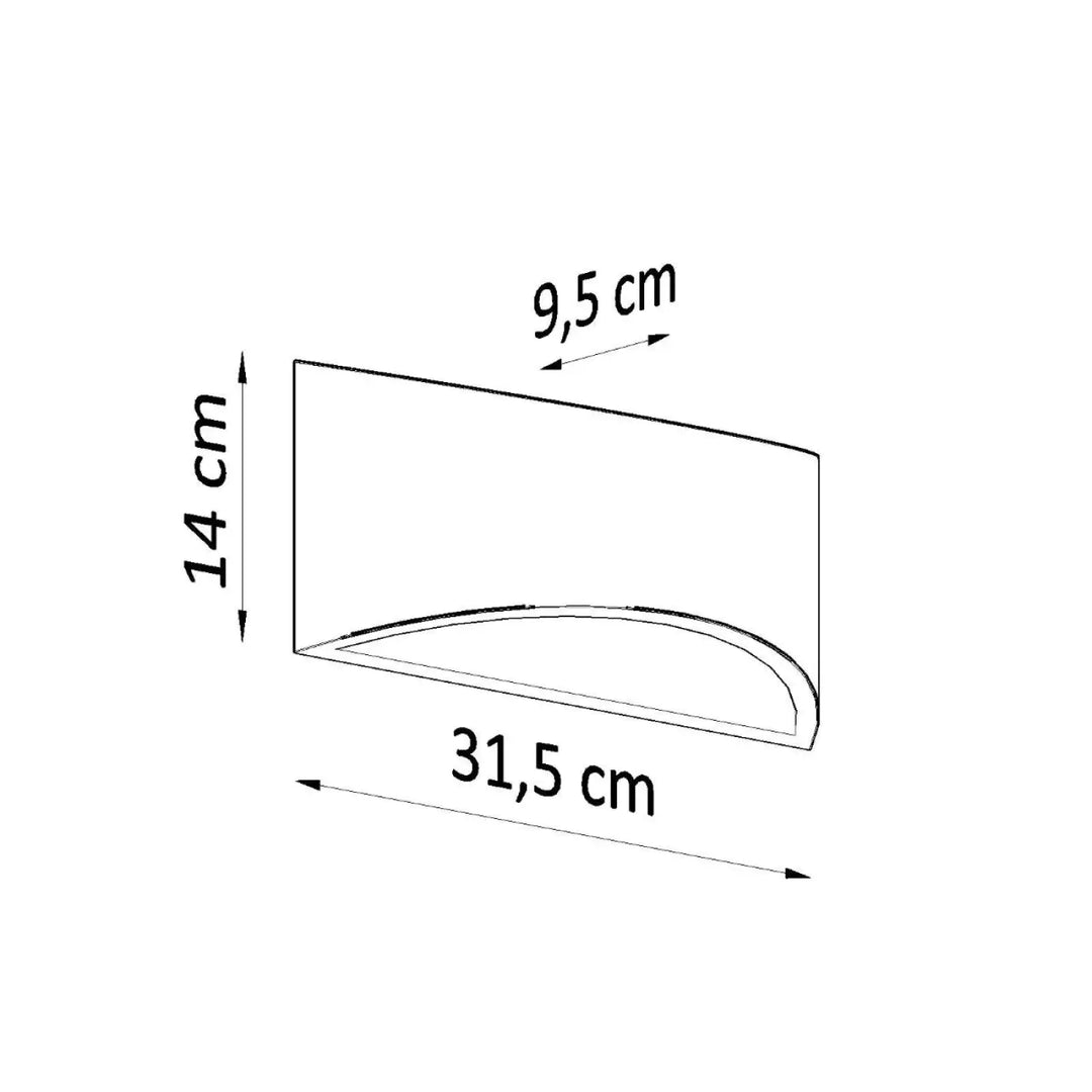 L’applique murale vixen en céramique avec enduit structuré, design minimaliste et dimensions précises 31,5 x 14 x 9,5 cm