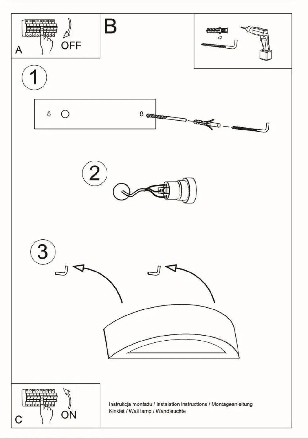 Schéma d'installation du luminaire