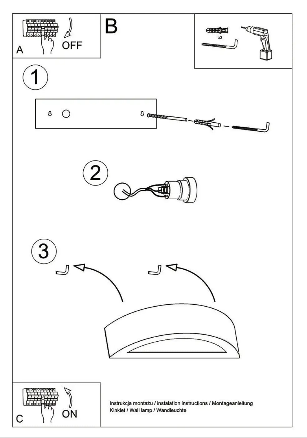 Schéma d'installation du luminaire