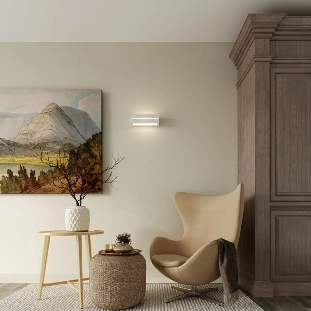 Applique murale céramique vega line beige avec siège rembourré doux et base en métal pour belle lumière moderne
