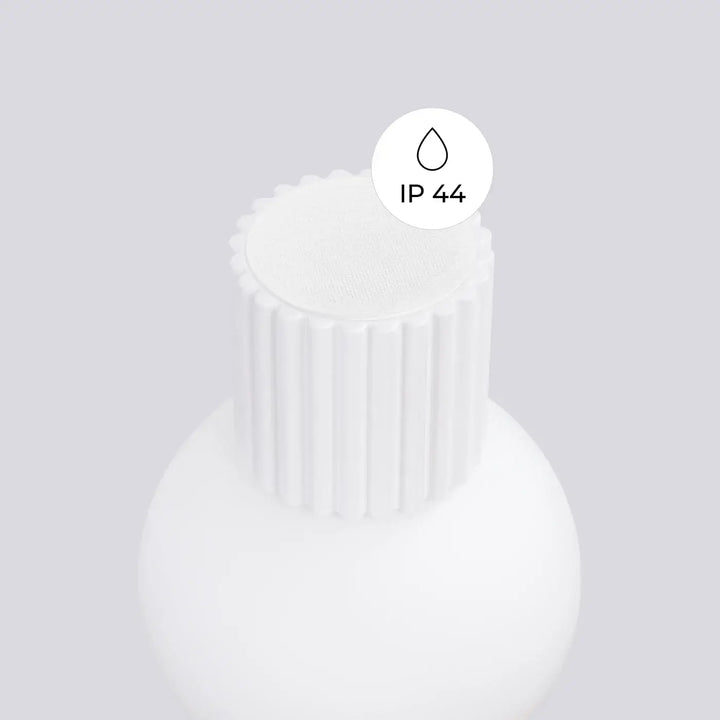 Bouteille plastique blanche avec capuchon cannelé et indice ip44 pour applique murale ip44 lampe halo sphère laiteuse
