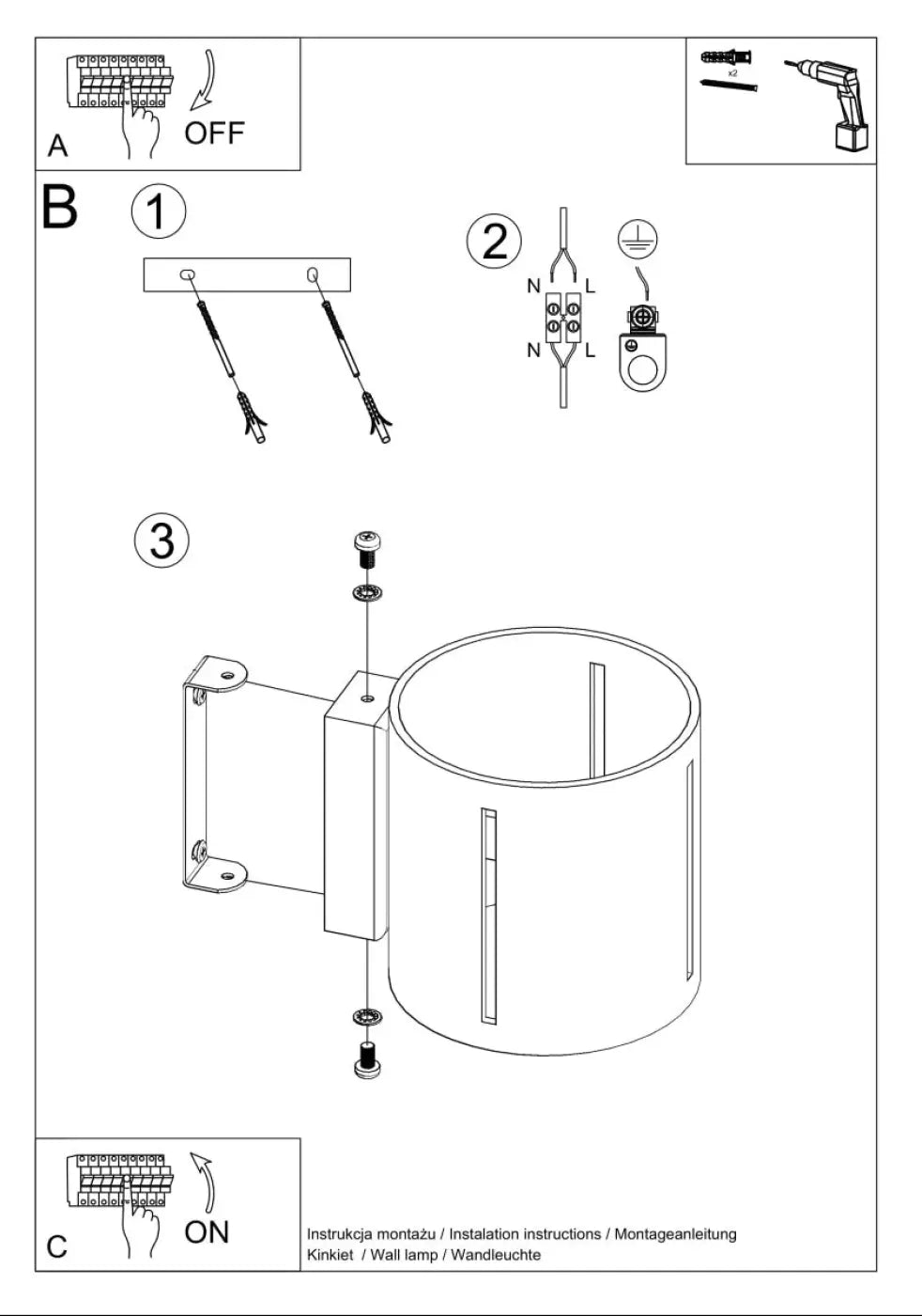 Schéma d'installation du luminaire