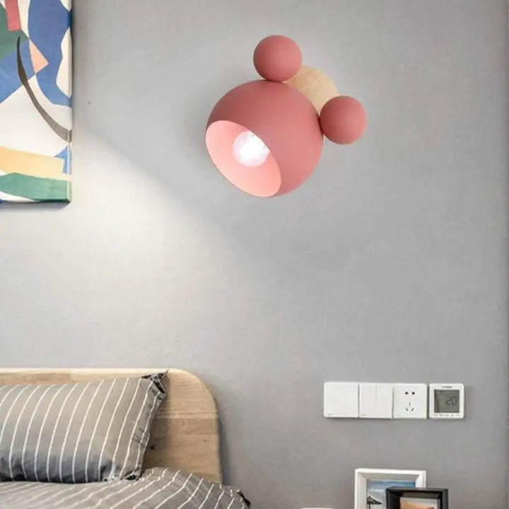 Applique Murale Bois Enfant Aluminium Visage Oreilles