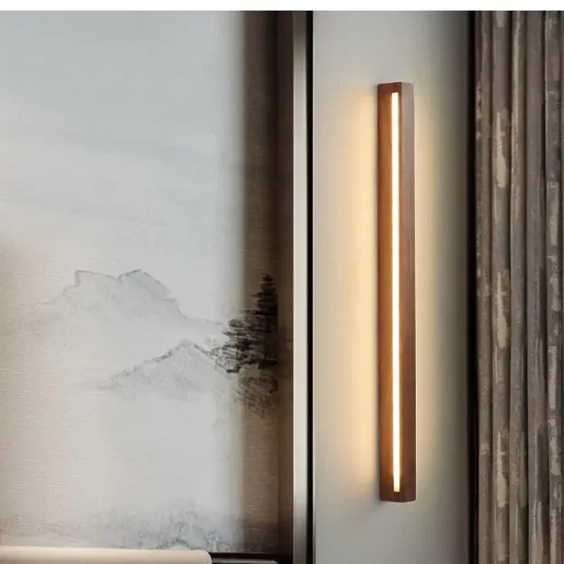 Applique Murale En Bois Et À LED Au Style Scandinave Et Zen En Bois