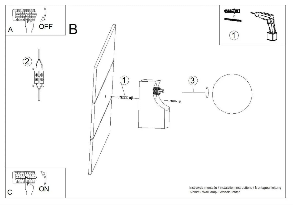 Schéma d'installation du luminaire