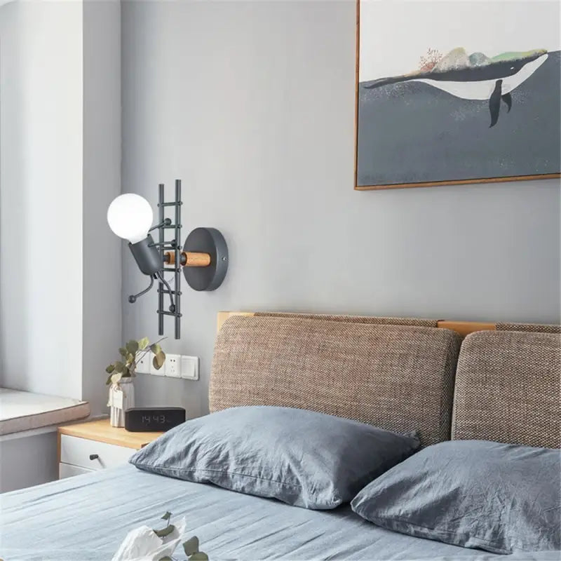 Applique Murale Bonhomme Design Moderne en Gris Noir Blanc