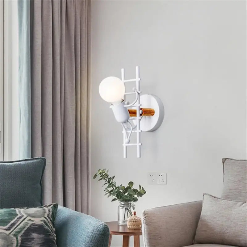 Applique Murale Bonhomme Design Moderne en Gris Noir Blanc