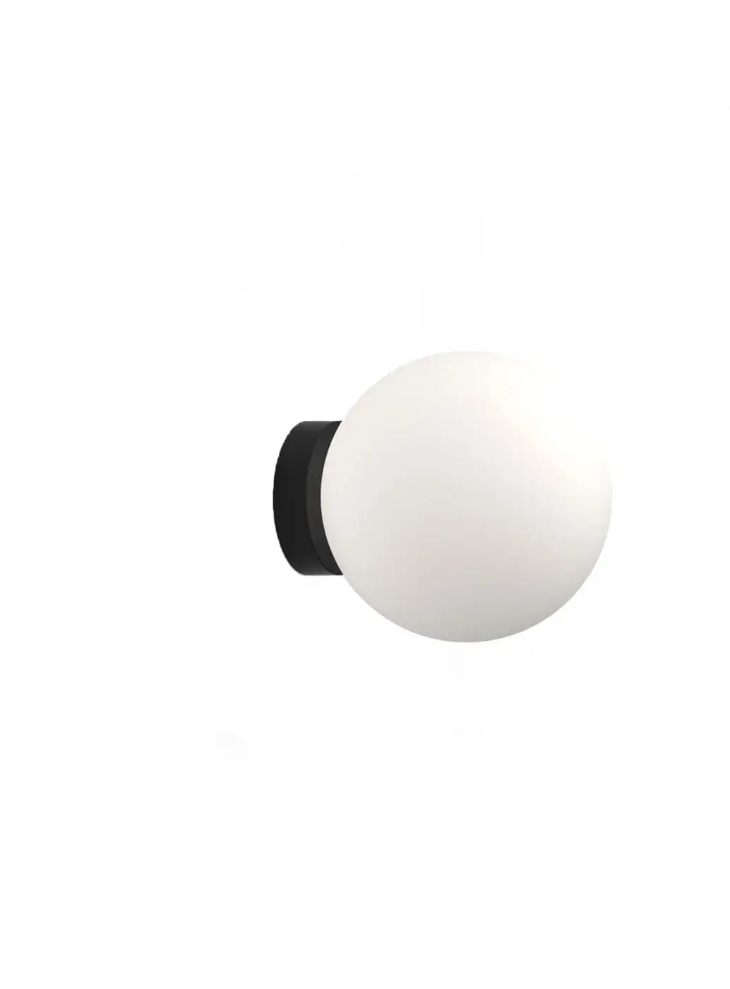 Applique Bola Sphere à rosace noire, globe en verre opale de 25,5 cm