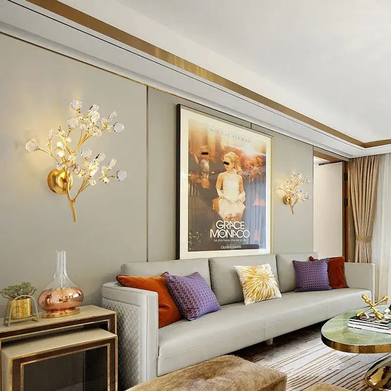 Applique Murale Bouquet De Fleur Doré Au Style Art Déco Élégant