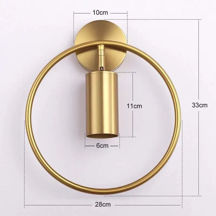 Applique Murale Bronze Doré Design Cercle Cylindre