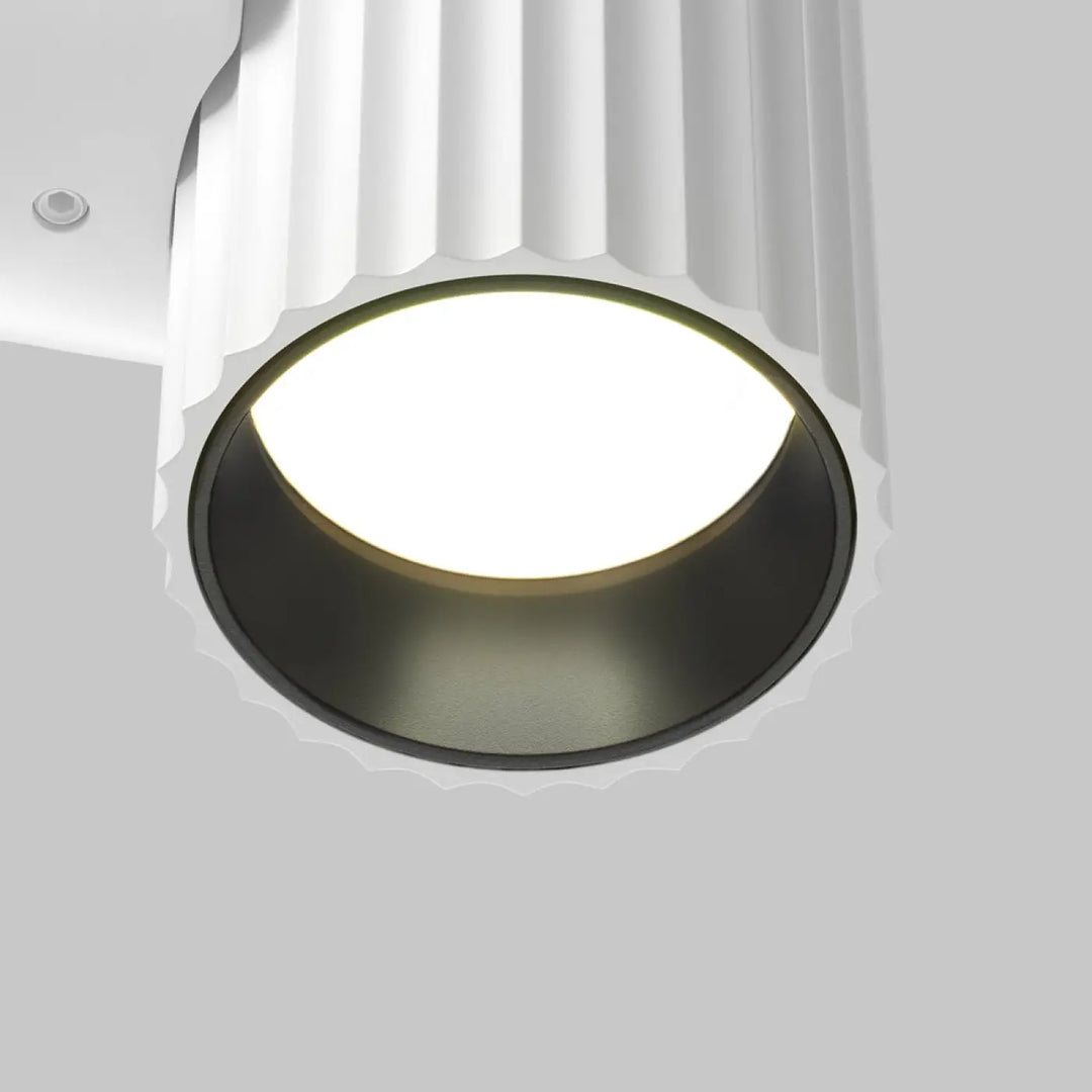 Applique murale calipso cylindre cannelé avec panneau circulaire lumineux blanc et noir à encastrer au plafond