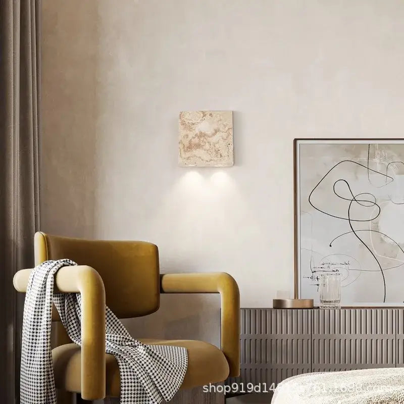 Applique murale carrée en pierre naturelle avec effet travertin