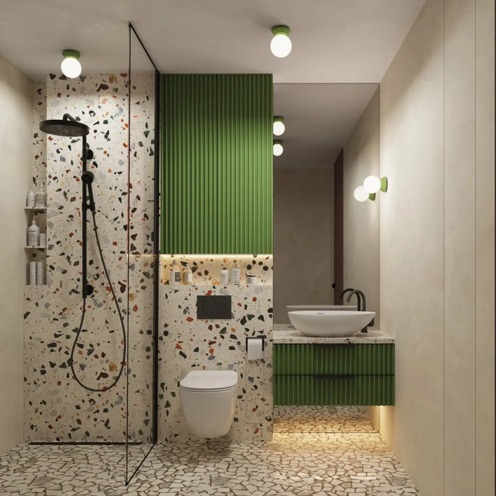 Applique murale vert olive dans une salle de bains