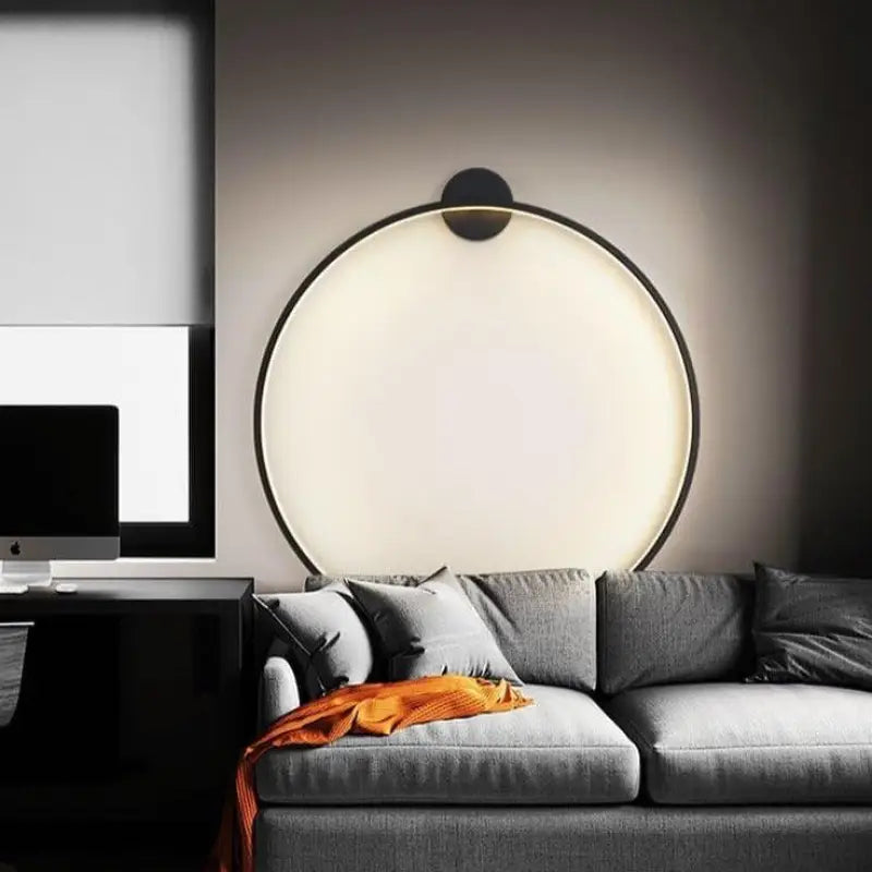 Applique Murale Cercle Noir en Acrylique et Aluminium