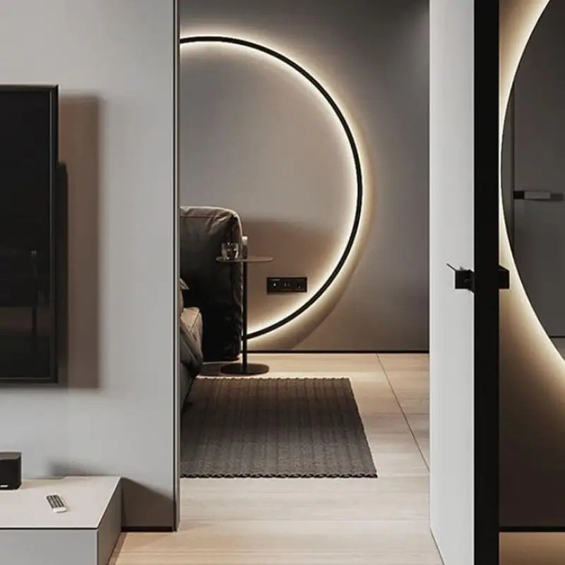 Applique Murale Cercle Noir en Acrylique et Aluminium