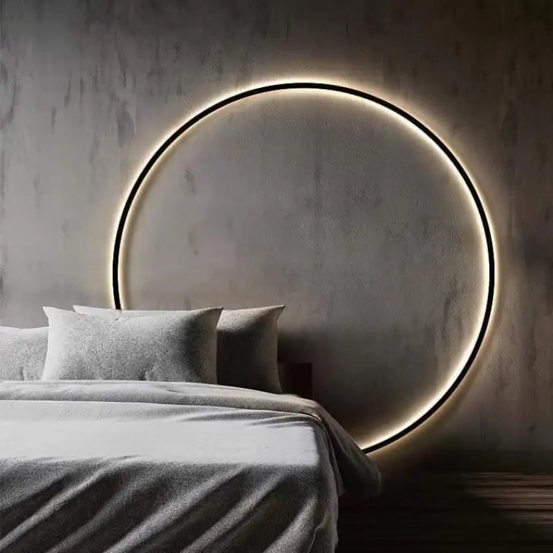 Applique Murale Cercle Noir en Acrylique et Aluminium