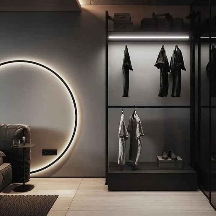 Applique Murale Cercle Noir en Acrylique et Aluminium