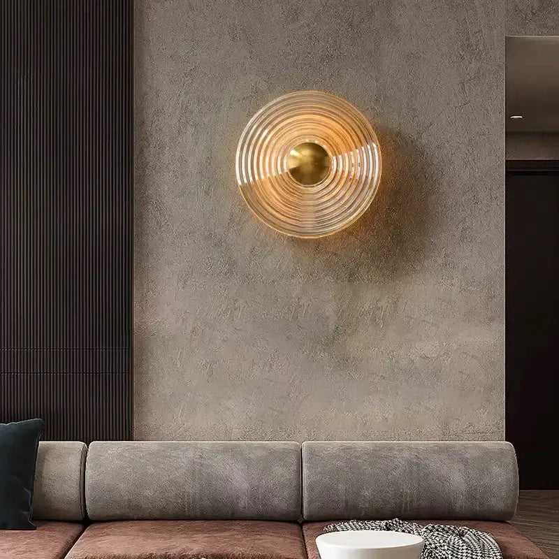 Applique murale contemporaine au design circulaire en verre