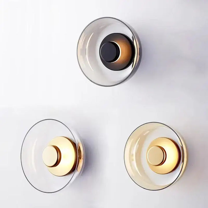 Applique murale contemporaine ronde en verre clair design moderne