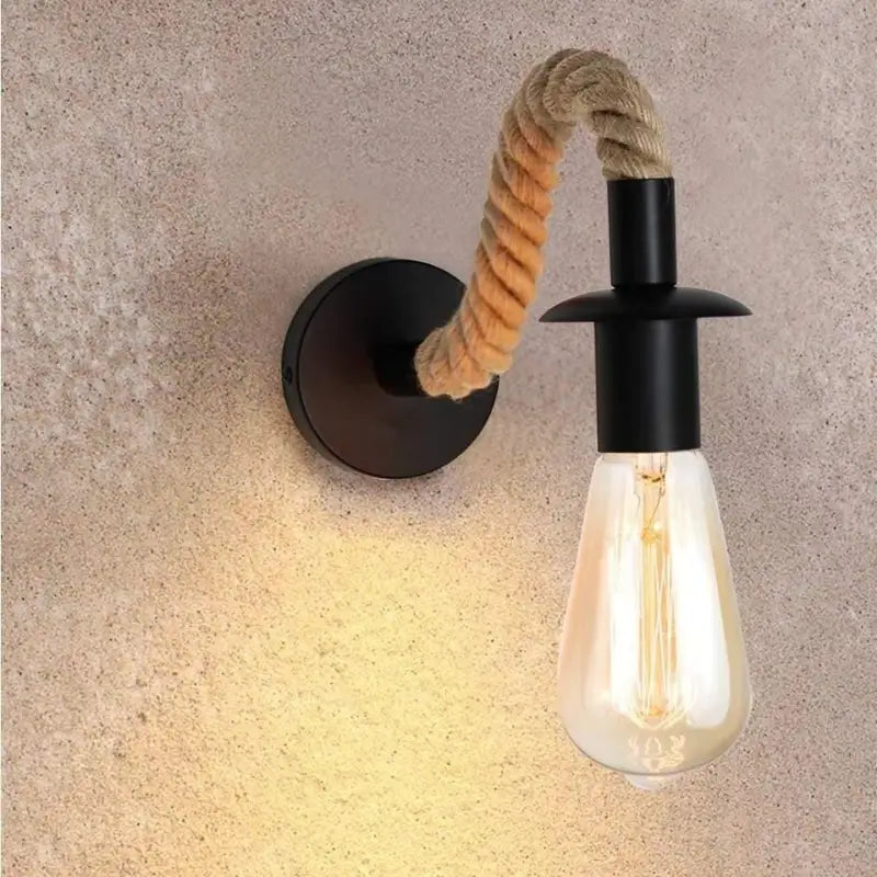 Applique Murale Corde Noire au Style Tuyau Flexible