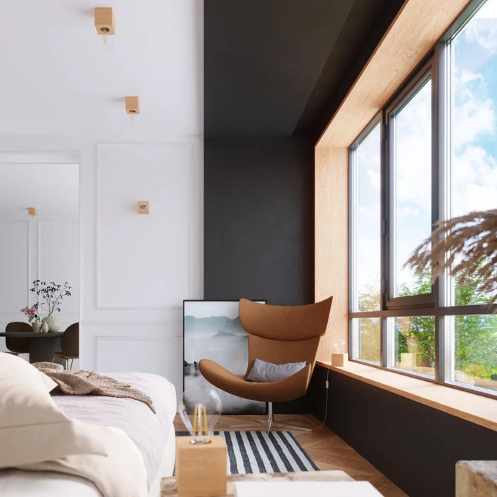 Applique murale bois naturel dans un intérieur contemporain