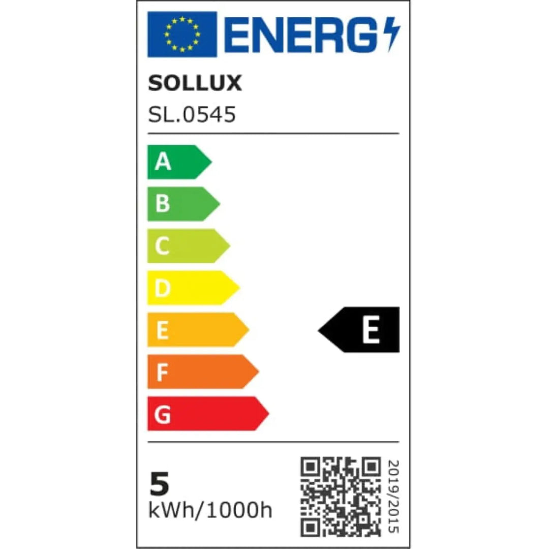 Étiquette énergie sollux sl.0545 e pour applique murale led luca noire avec effet lumineux et consommation 5 kwh/1000h