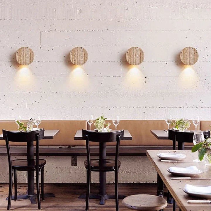 Applique murale cylindrique en travertin moderne au style naturel