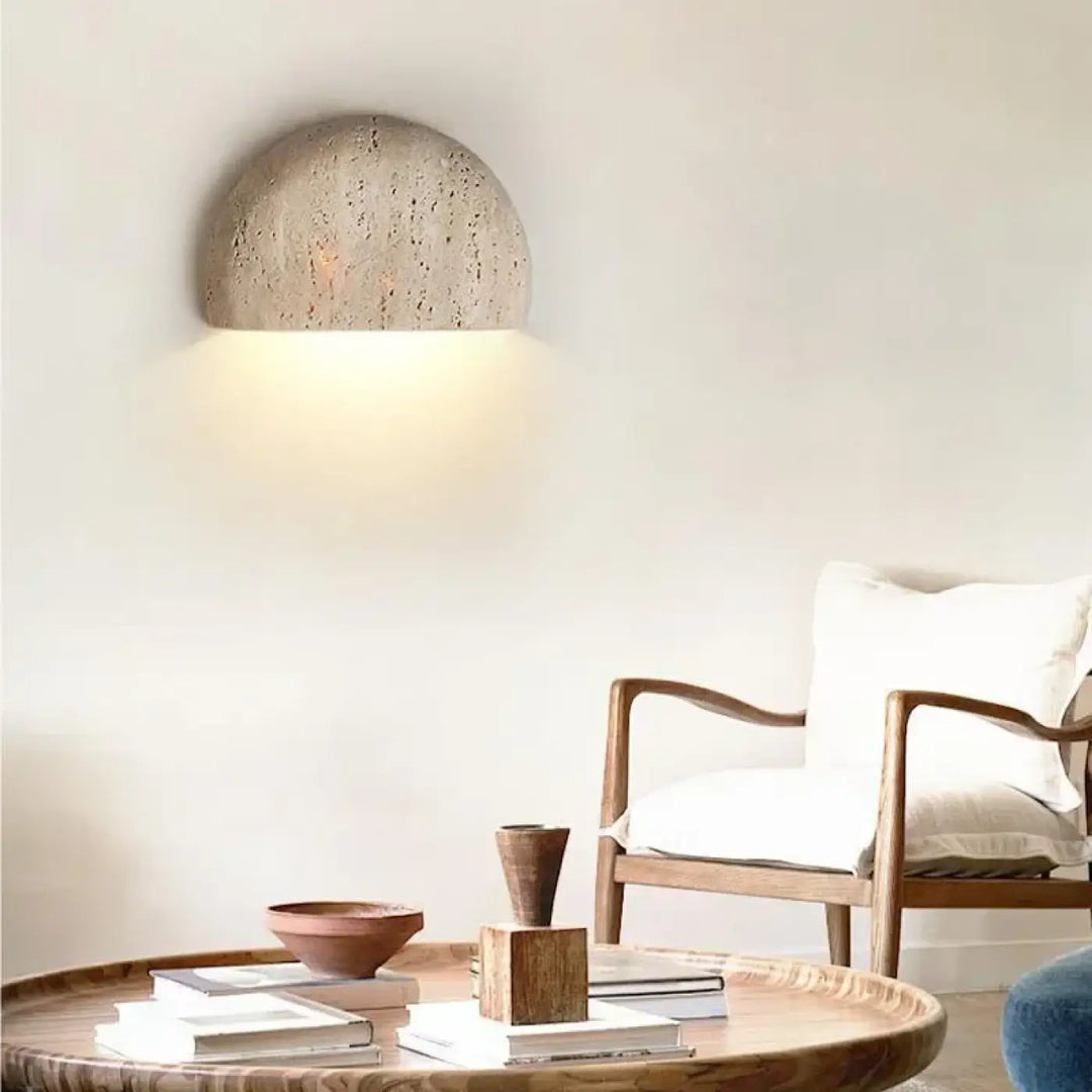 Applique murale demi-lune en pierre naturelle blanche